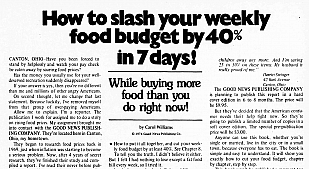 Slash Your Weekly Food Budget Ad by Gary Halbert