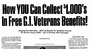 Collect $1,000s In Veteran Benefits Ad from Gary Halbert