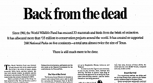 “Back From The Dead” Ad by David Ogilvy (for World Wildlife Fund)